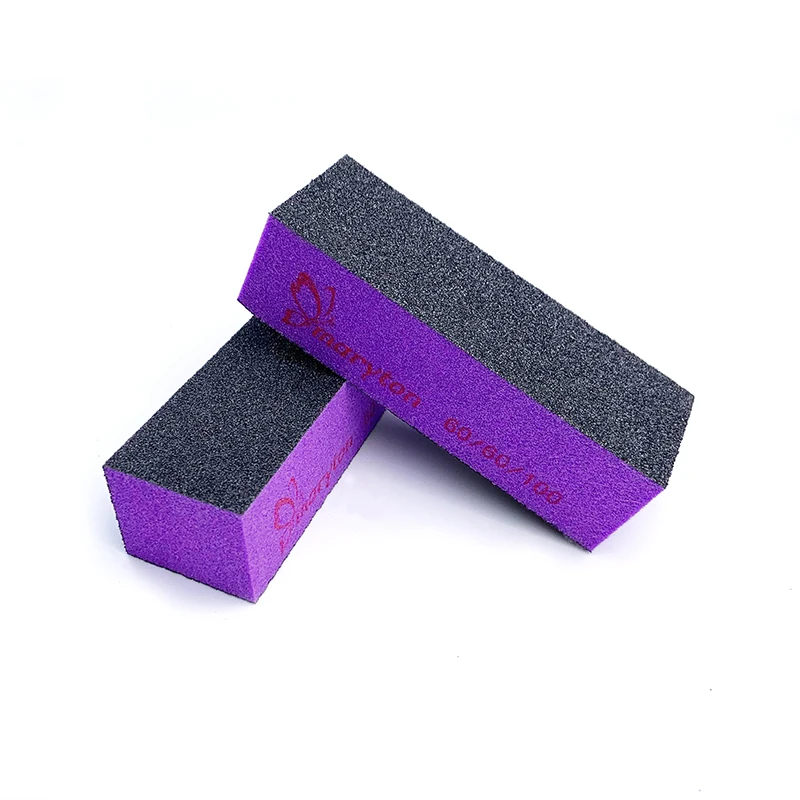 

Fast shipping 500pcs/case 3 sides 80/80/100 nail buffer block sanding block for spa nail care, Orange,purple,customized