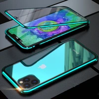 

2019 Luxury 360 Degree Full Cover Tempered Glass Protector Flip Magnetic Metal bumper Phone Case For iPhone 11 Series