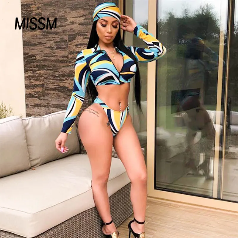 

MISSM Long Sleeves Swim Bathing Suit Womens 3 Piece Swimsuit Zipper Swim Beachwear
