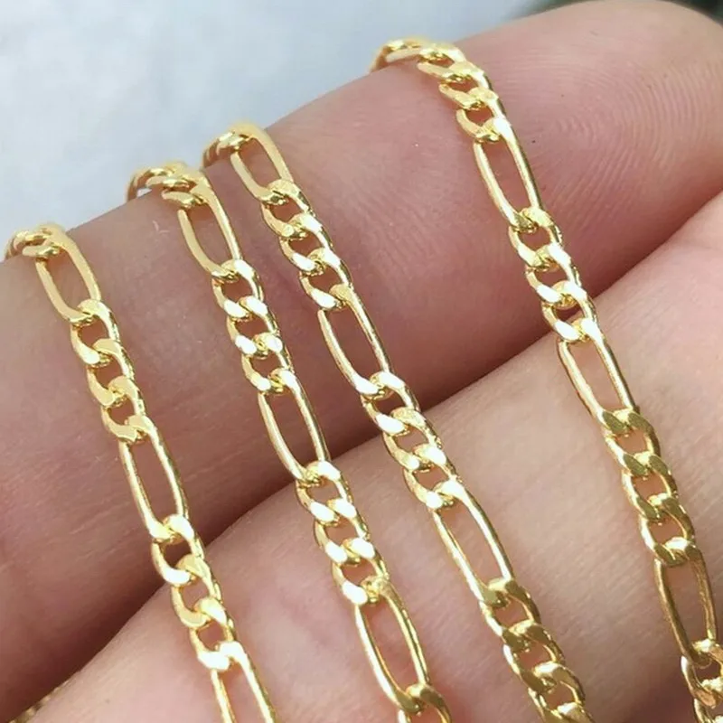 

Hot sale 14k gold filled bright 2.4mm 3+1 figaro chain for jewelry necklace making bulk chain