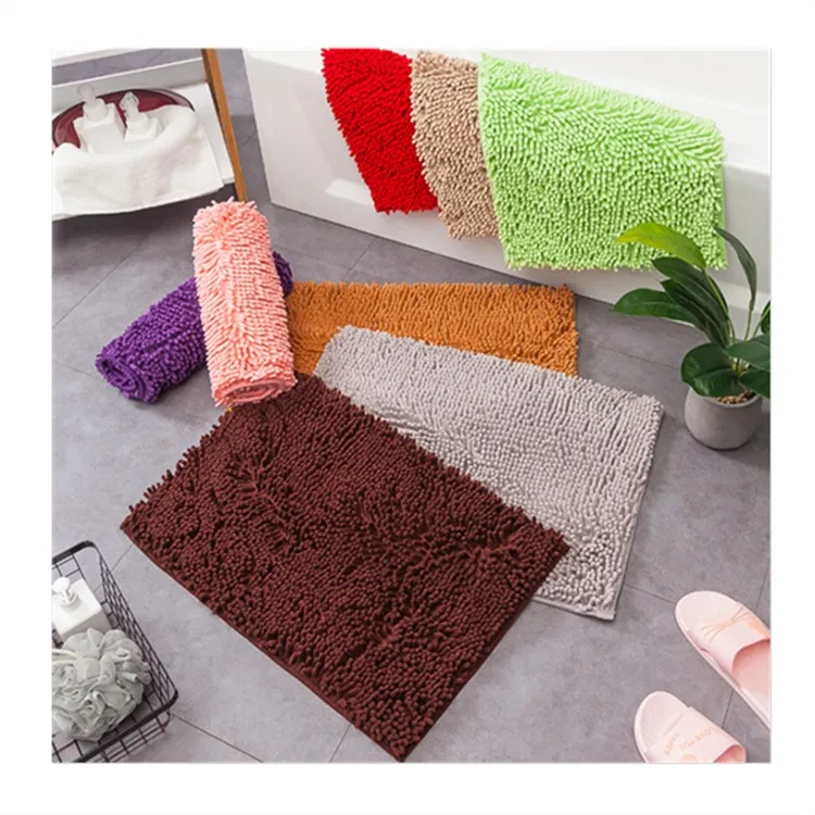 

Support Custom Absorbent Floor Mat Toilet Doormat Chenille Bedroom Toilet Shower Non-slip Mats Soft Microfiber Shaggy Mats