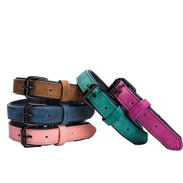 

Oem Custom Dog Walking PU Genuine Soft Leather Dog Collars Clasp