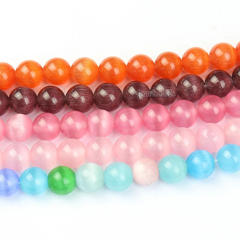 Cheap Cat's Eye Crystal Gemstone Cat Eye Stone Loose Beads Strand for DIY Jewelry Making 4m 6mm 8mm 10mm 36cm Strand