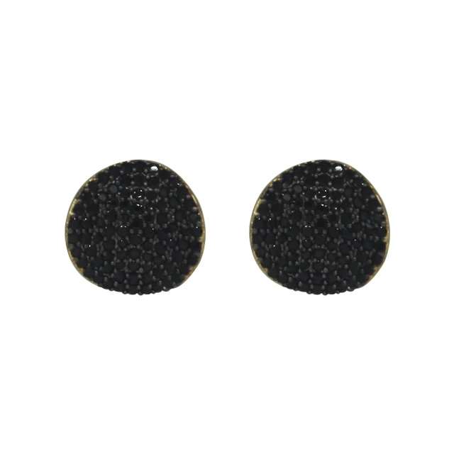 

Fashion Jewelry Gold Circle Shape Black Rhinestone Earring for Women