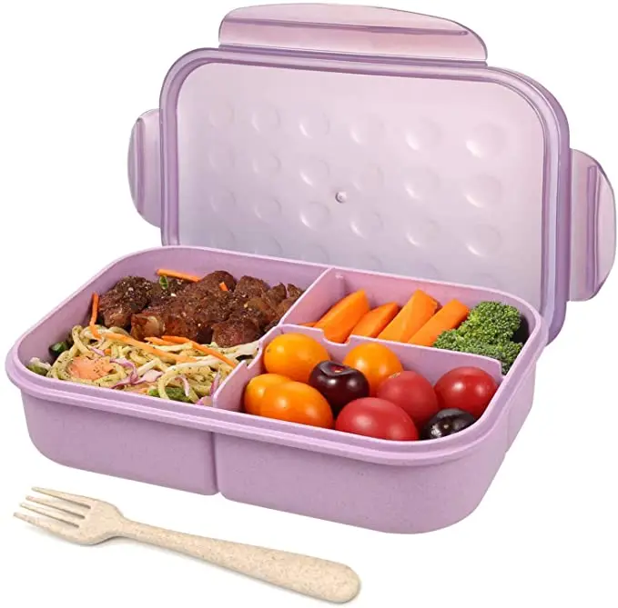 

Biodegradable Eco Friendly 3 Compartments Bento Lunch Box BPA Free Wheat Straw Bento Boxes