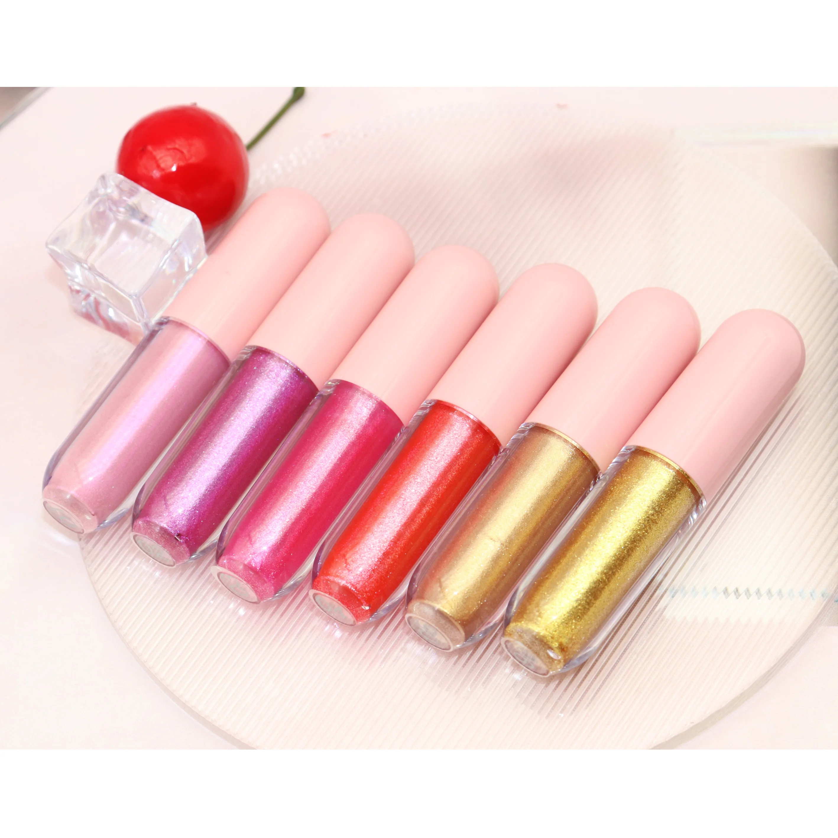 

no logo lip gloss wholesale gloss cute vegan liquid lipstick highlighter set