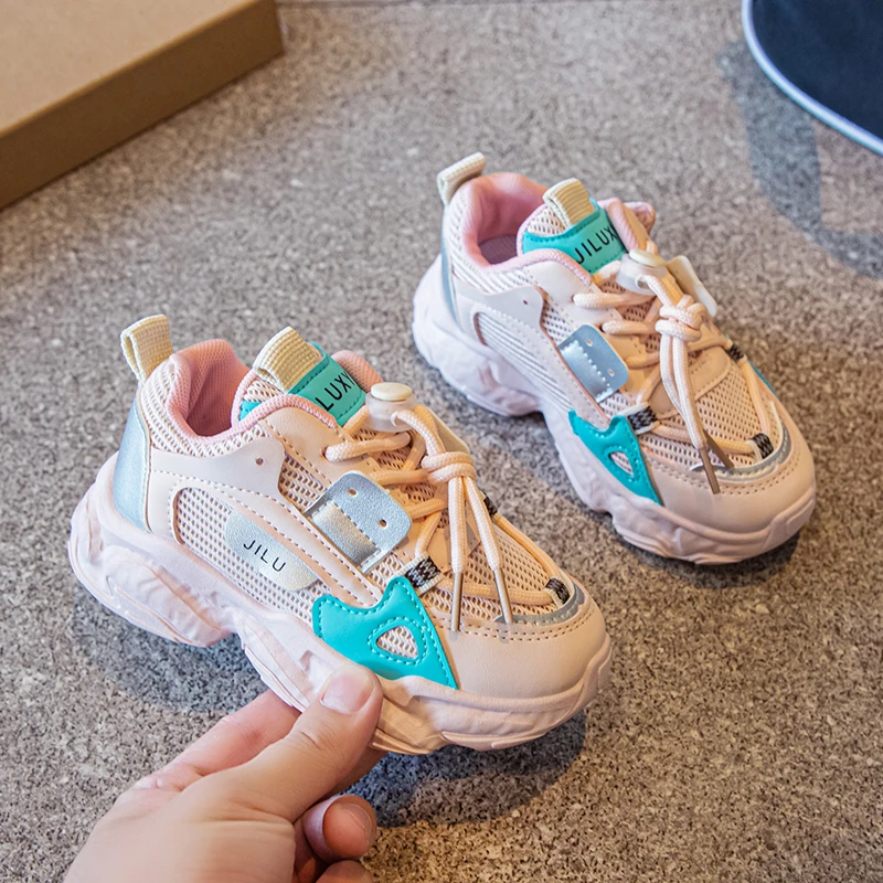

2021 New Spring Autumn Children Shoes Unisex Toddler Boys Girls Mesh Breathable Fashion Casual white black mix kids sneakers