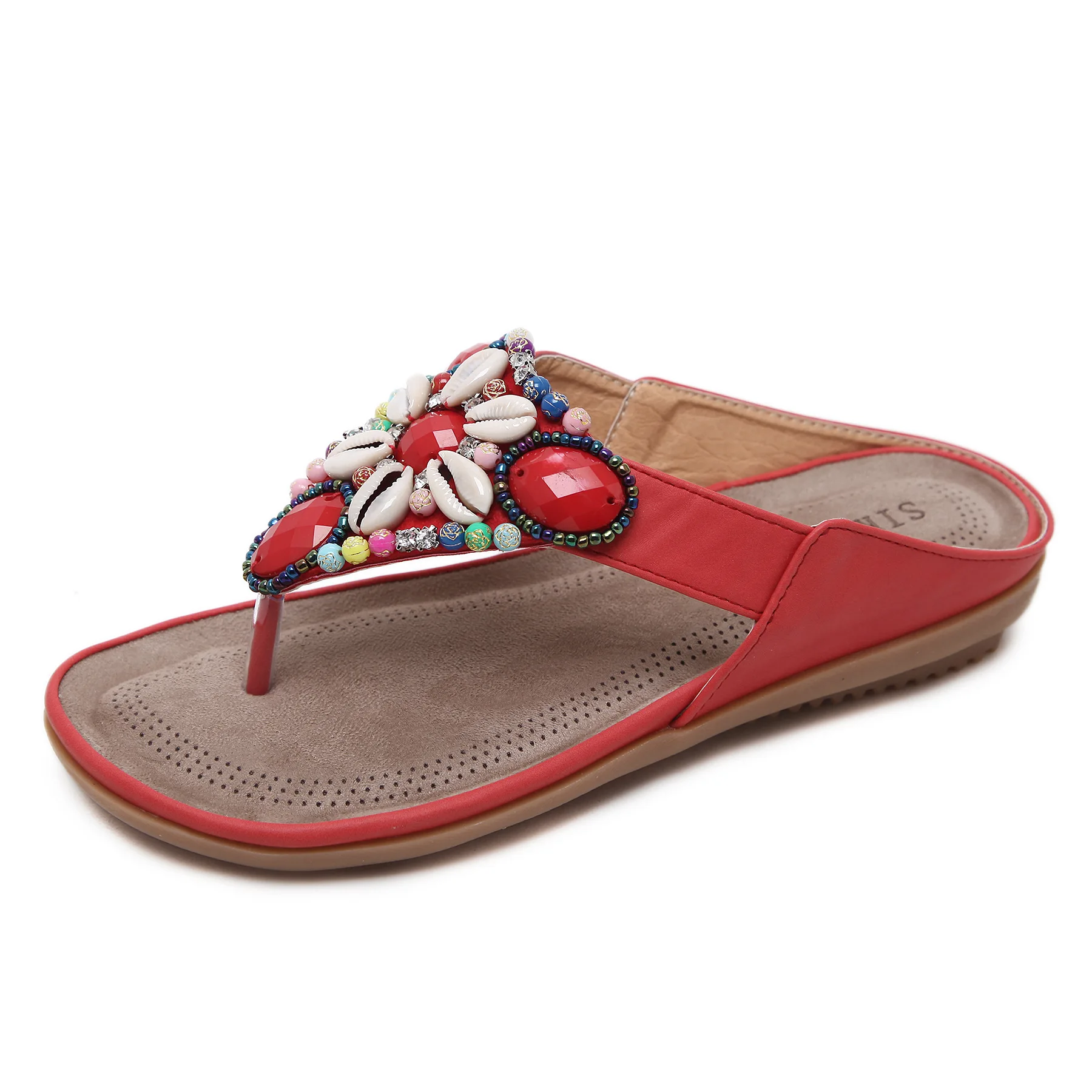 

Summer women slipper lady beach slippers ethnic style retro beaded shell flip flops, As picture and also can make as your request
