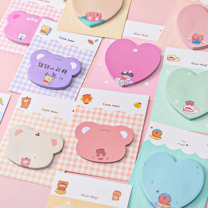 

30pcs/pack Cartoon Cute Message Notepad Student Ins Girl Heart Note Sticker Message-Leaving Memo Can Be Pasted Note Pad
