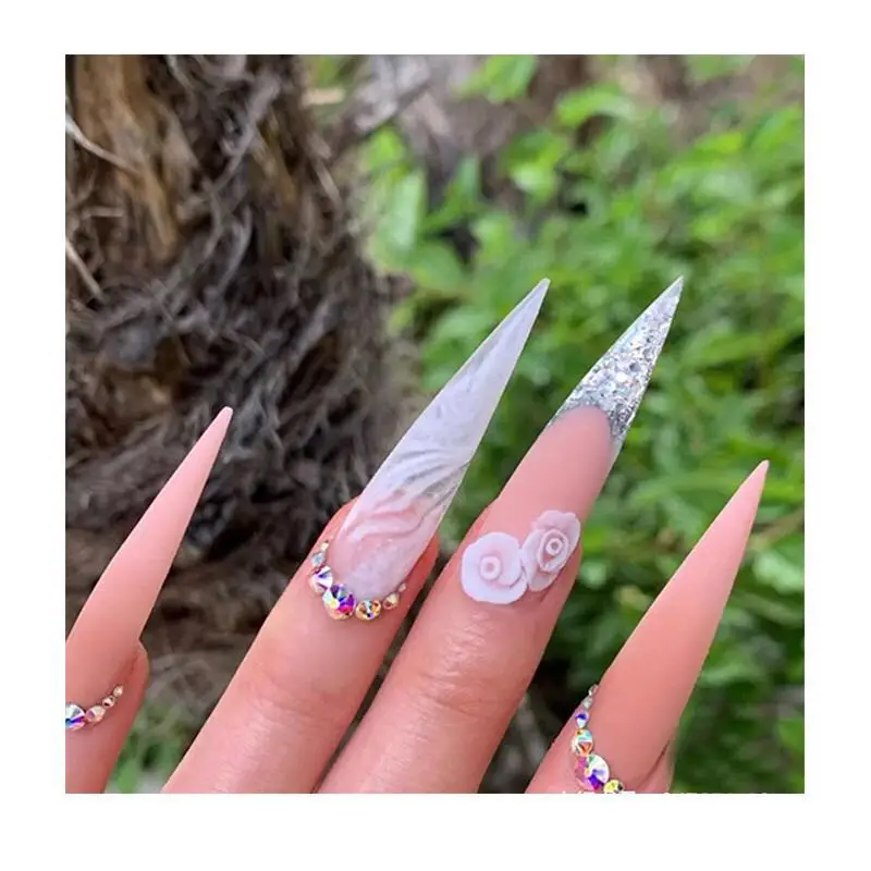 

Wholesale Private Label Salon Half Cover Dual Form Professional French Straight False Natural Extra Long Stiletto Clear Nail Tip