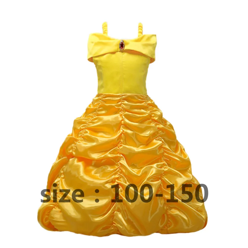 

2017 Baby halloween costume cartoon fancy dress outfits beauty and beast princess dress SMR012, Yellow