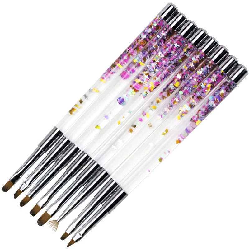 

Coloured Circular Mouth Flat Mouth Phototherapy Gel Pencil Nail Art Brushes and Round Make up Nail Brush
