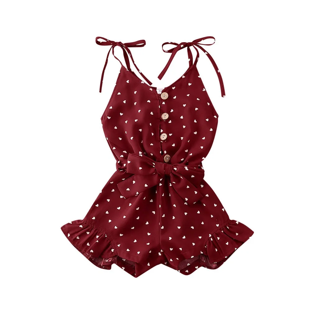 

Toddler Kid Baby Girl Polka Dot Strap Sleeveless Romper Jumpsuit playsuit, As picture