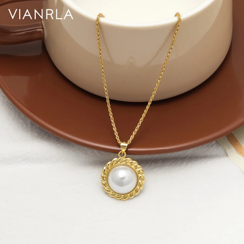 

VIANRLA 925 sterling silver Dainty 18k gold elegant pearl charm gold plated chain