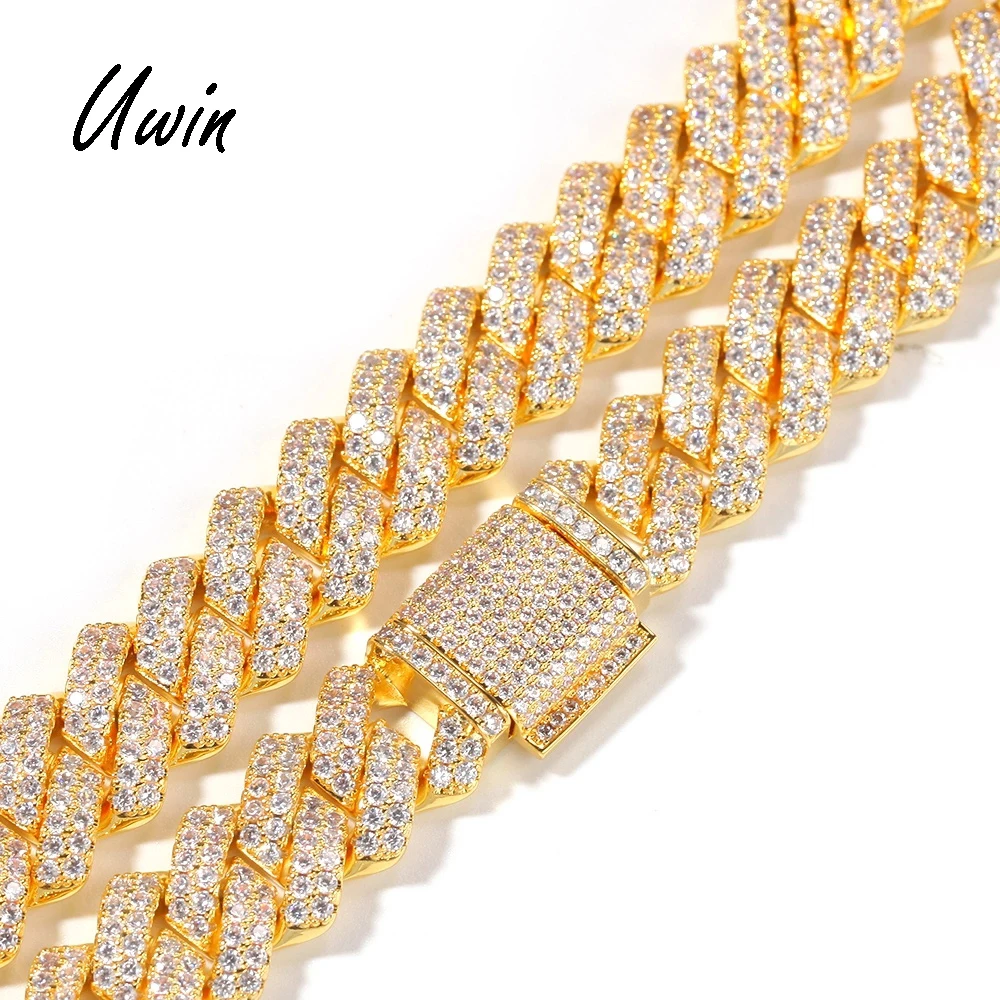 

HIp HOP Iced Out 13mm CZ Cuban Link Chain Miami Choker Necklace Bling Men Women Rapper Wholesale Jewelry, Silver, gold