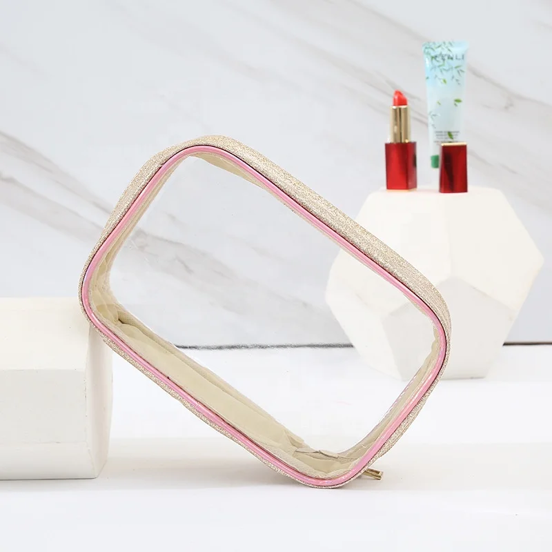 

Private Label Glitter Splice PVC Makeup Bag Transparent Waterproof Toiletry Storage Bag, As pictures