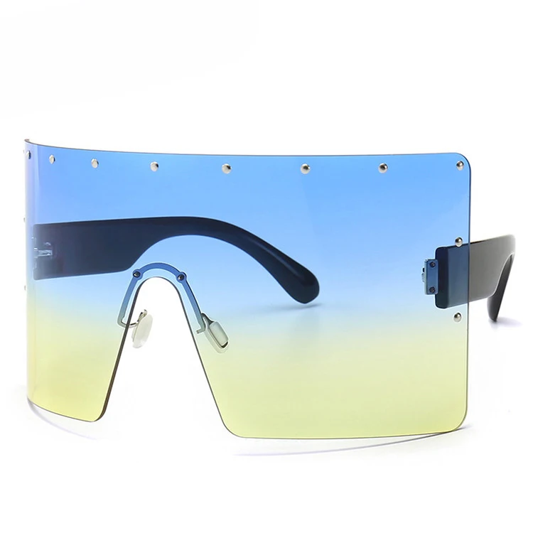 

Oversized Sunglasses Unisex Anti-Glare Metal Privacy Shield Style Big Frame Rivet Anti-Peeping And Wind-Shielding Sunglasses, Picture shows