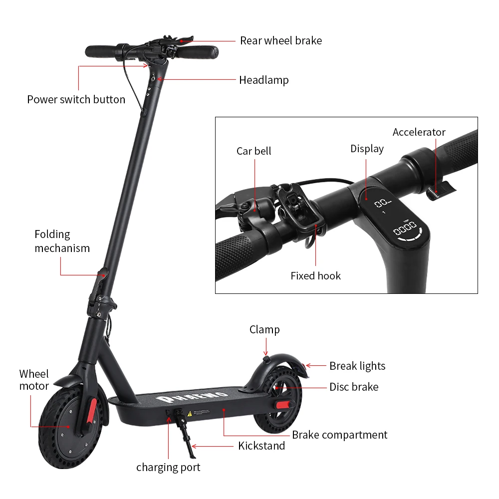

Phaewo 350w 8.5 inch IPX4 Waterproof Folding elektro scooter Adult Scooters cheap electric step with Holland warehouse