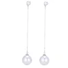S925 Silver Post Long Chain Drop Pearl Earrings