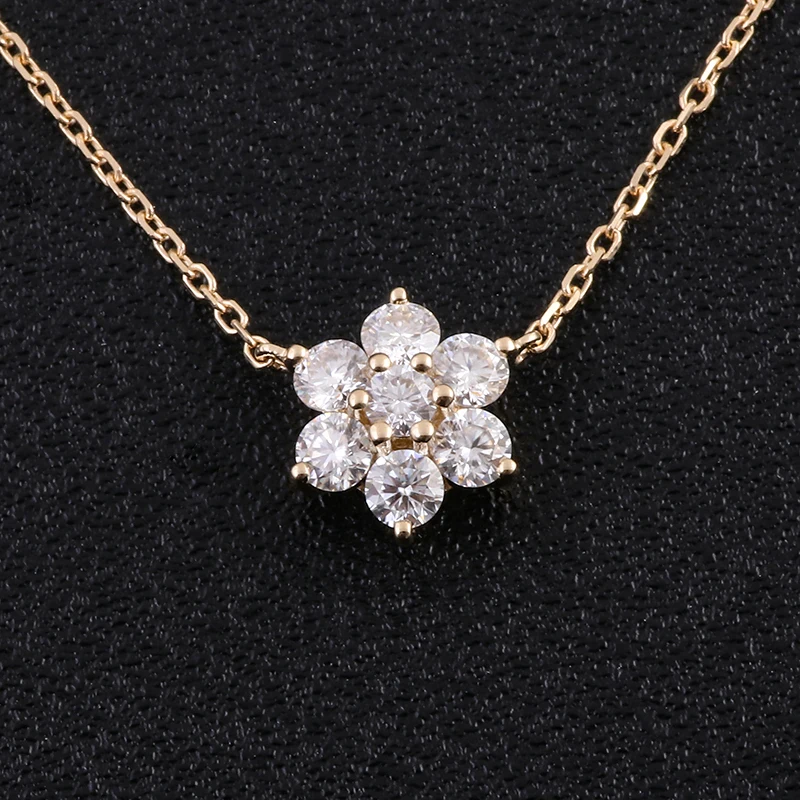 

Moissanite flower pendant necklace 14k gold jewelry necklace in 16"-18" well made fine jewelry for girls, White rose, yellow gold, white gold or platinum