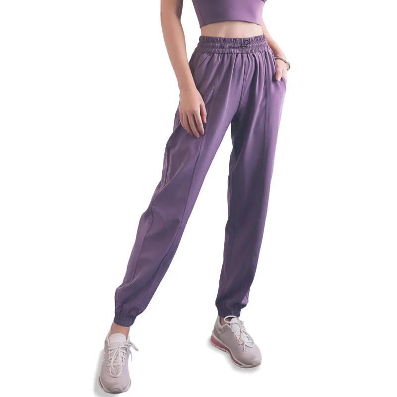 

women breathable lightweight patchwork casual cropped trousers tight waist trainer sweatpants, As pic