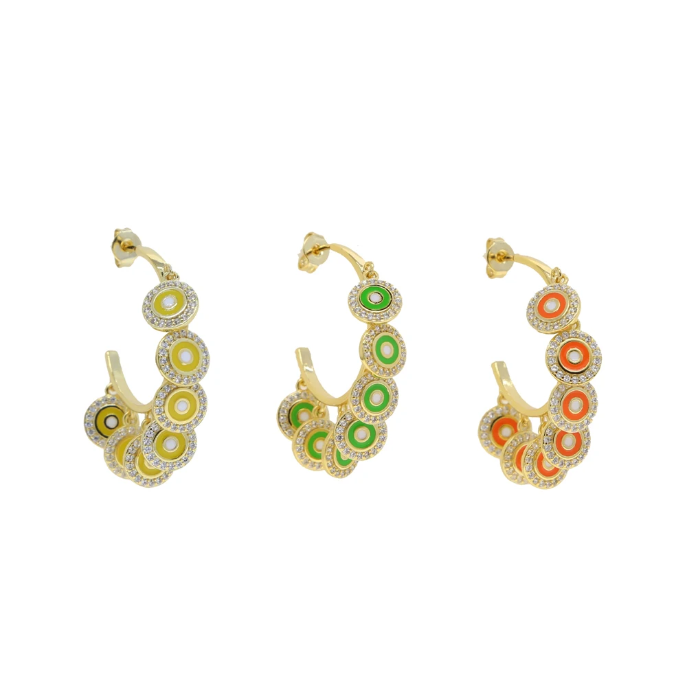 

Bohemian Circle Stud Earring 7pcs Round Pendant Colorful Earrings for Women European Jewelry, Picture