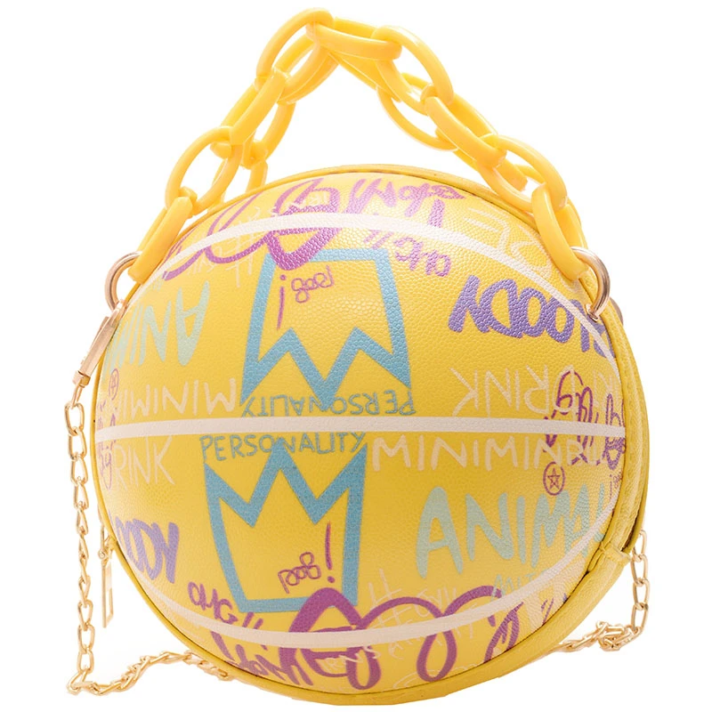 

Fashion Personality Painted Graffiti Basketball Design Letter Printing Shoulder Bag Crossbody bag