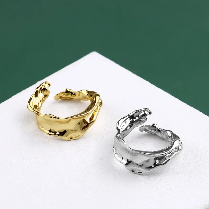 

Customizable Jewelry Couples Gold-plated Irregular Bump Geometric Opening Finger Ring, Picture shows