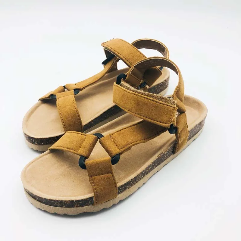 

New Design Triangle Buckle Kids Sandals High Quality Boy Girls Cork Slipper, Cognac