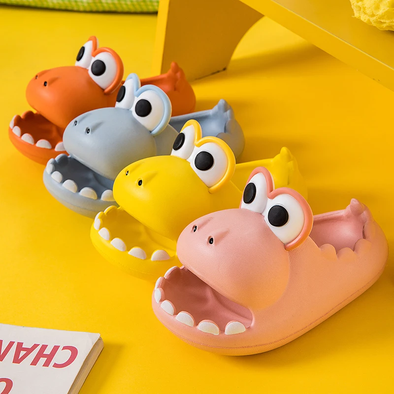 

Funny Children Parent Adult Slippers Cute Dinosaur-shaped Home Non-slip Boys Kids Slippers Toddler Girls Shoes Man Women Slipper