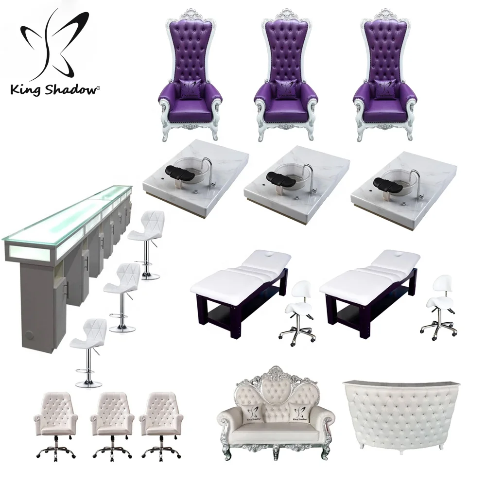 

Beauty nails salon equipment and furniture nail table luxury foot spa chairs throne pedicure chair with bowl