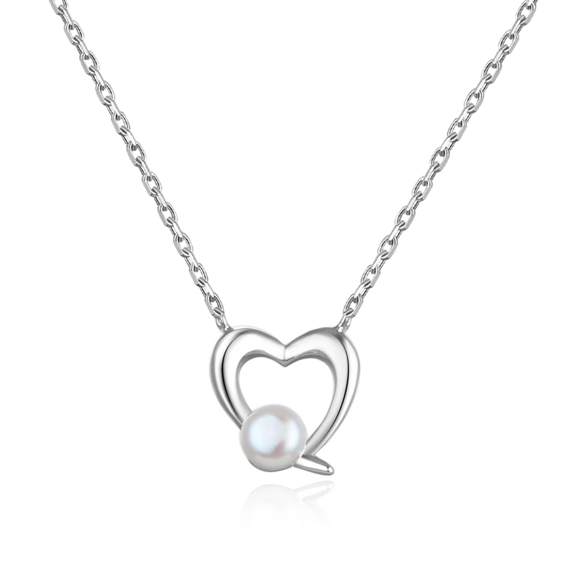 

Forever Love Heart Pendant 925 Sterling Silver Christmas Jewelry Gift Pearl Necklaces