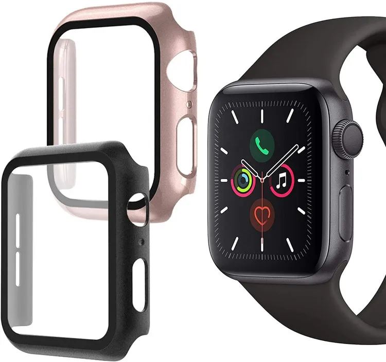 

Full Protection 44 Mm Ultra-thin Pc Hard Case With Tempered Glass Screen Protector For Apple Watch 5/4