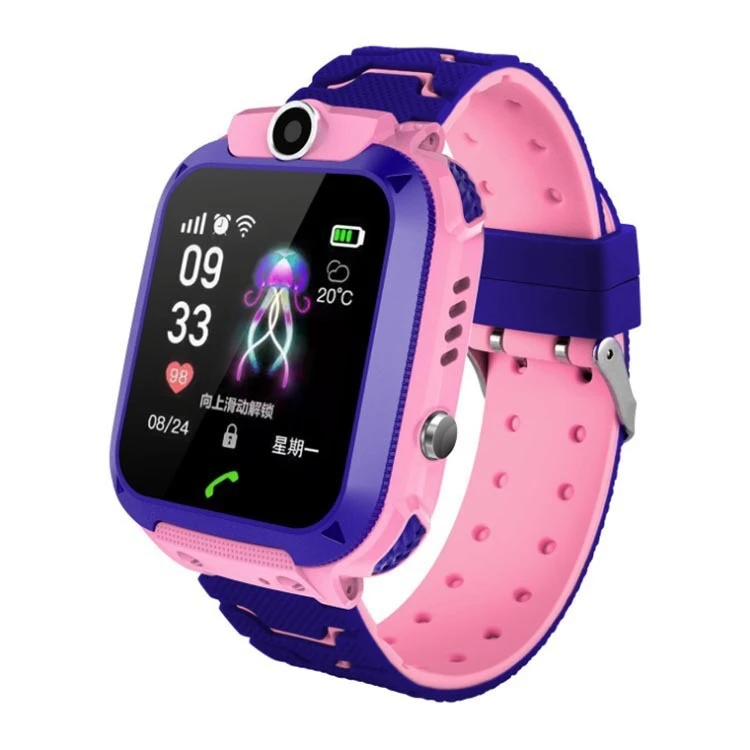 

2022 hight quality Q12 kids smart watch ecg check heartbeart wearable devices big screen touch smartwatch, Pink blue