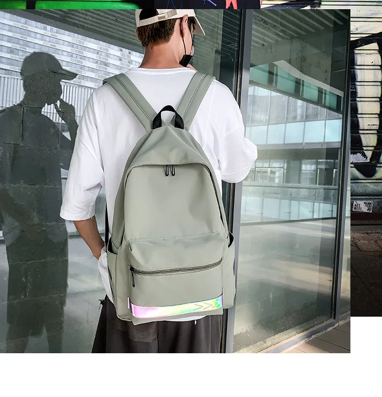 New Products Simple Lightweight Reflective Nylon Bagpack School Backpack Bag for Unisex