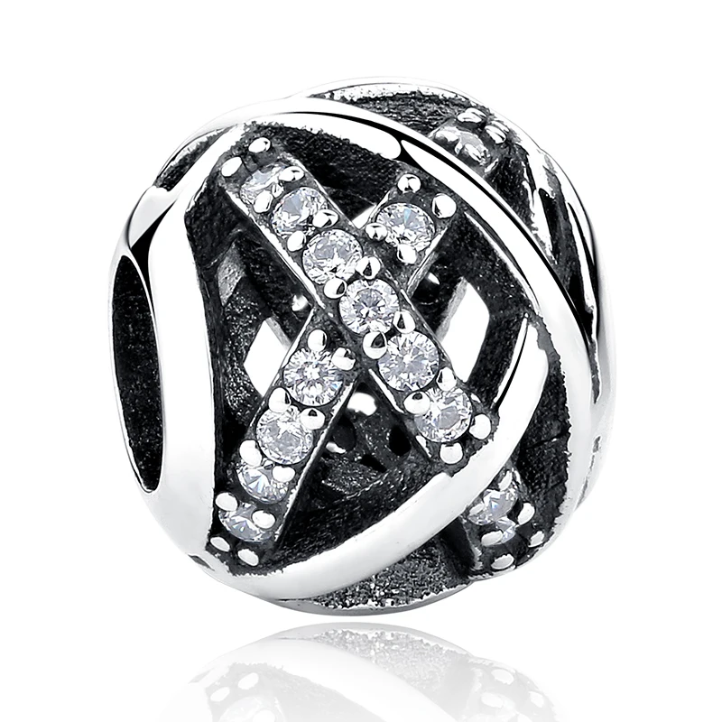 

Genuine 925 Sterling Silver Silvery Galaxy Charm Beads With CZ Fit Original Bracelet Pendant Authentic Equal Jewelry