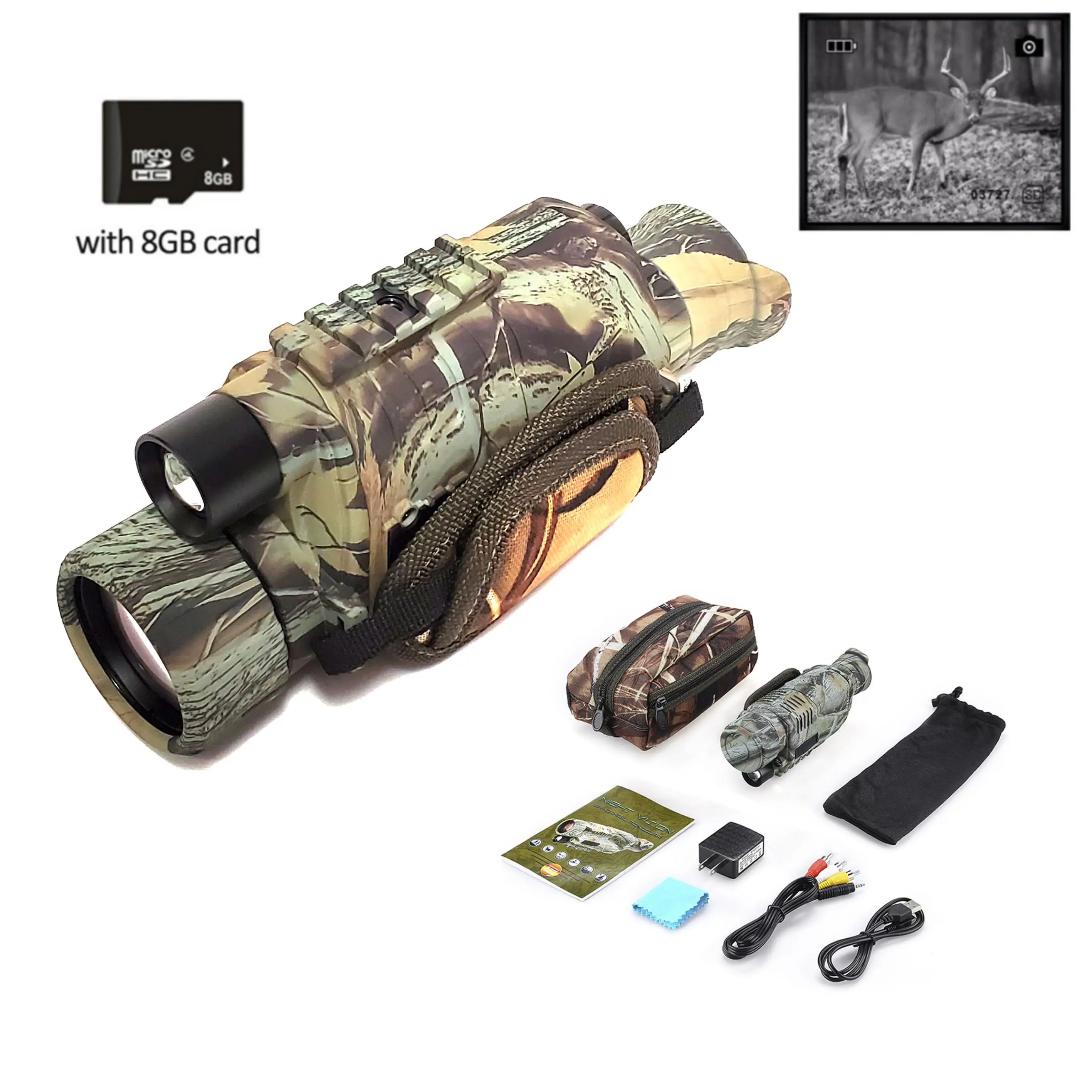 

Monocular Telescope Infrared Monocular Night Vision Device 150-200 m Viewing Distance for Hunting/Camping/Wildlife Observation, Camouflage