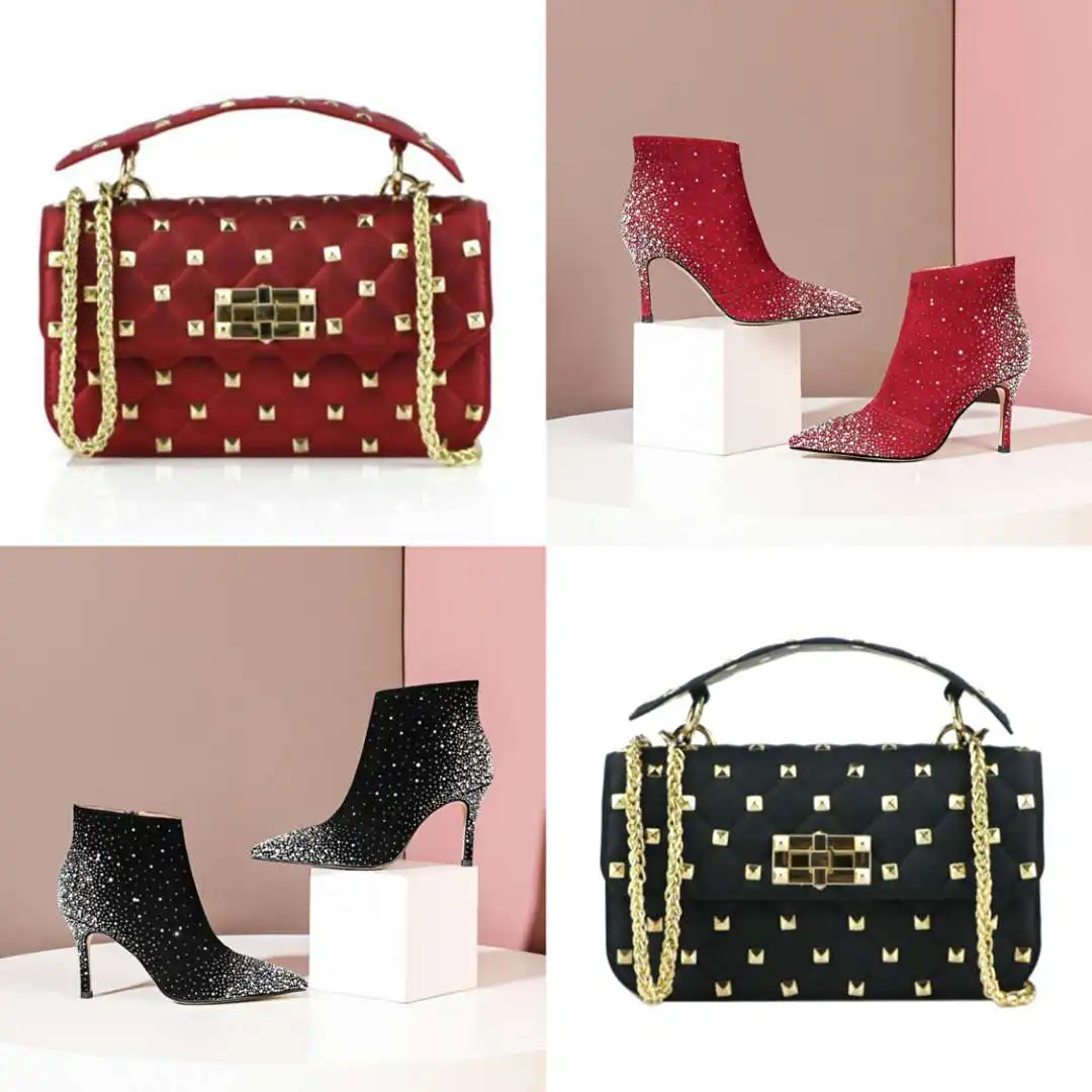 

heels women matching shoe and bag chained crossbody bag and jelly cool handbags cheap designer handbags, Customized
