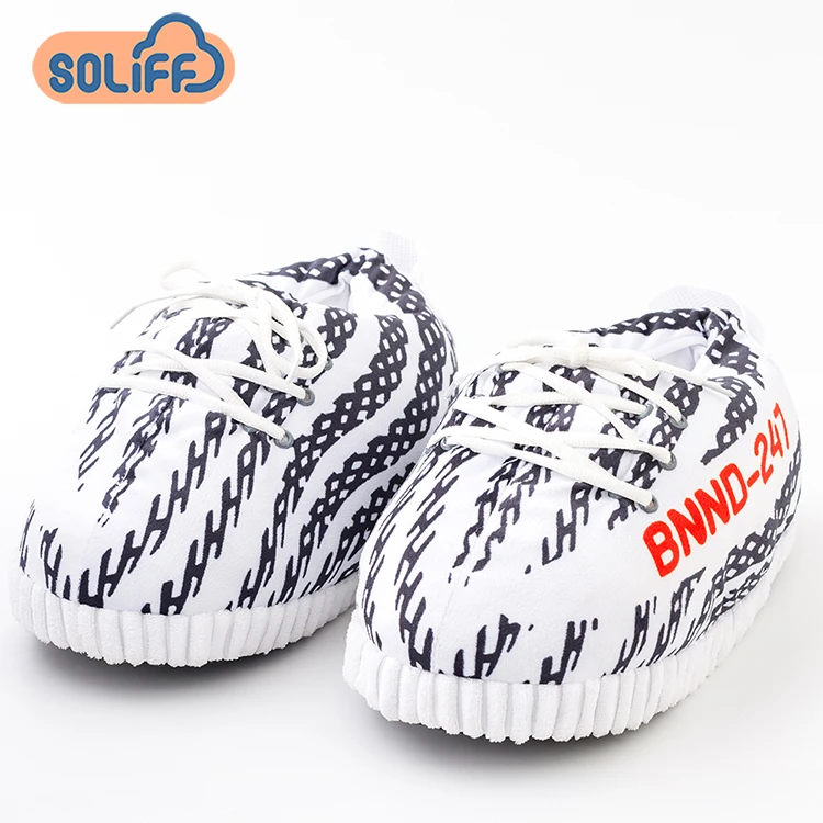 

Custom high quality soft adult size plush yeezy slippers indoor sneakers, Customized color