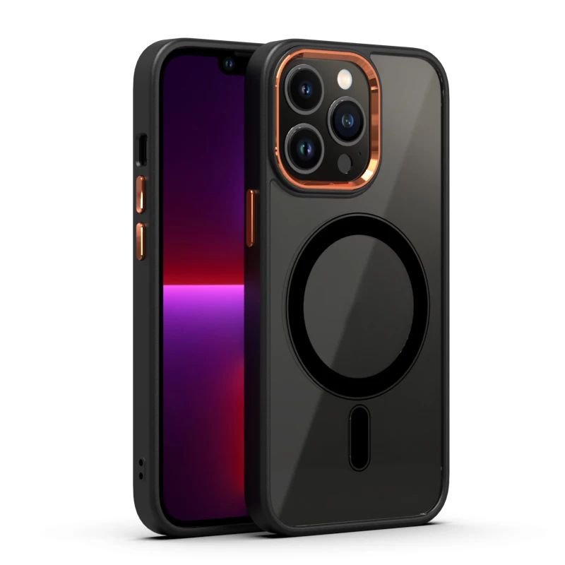 

Magnetic Case For Iphone 12 11 Pro Max Mag safe Case Clear Matte Black Alloy Camera Frame Case For Iphone 13 Pro Max Mag-safe, 3 colors