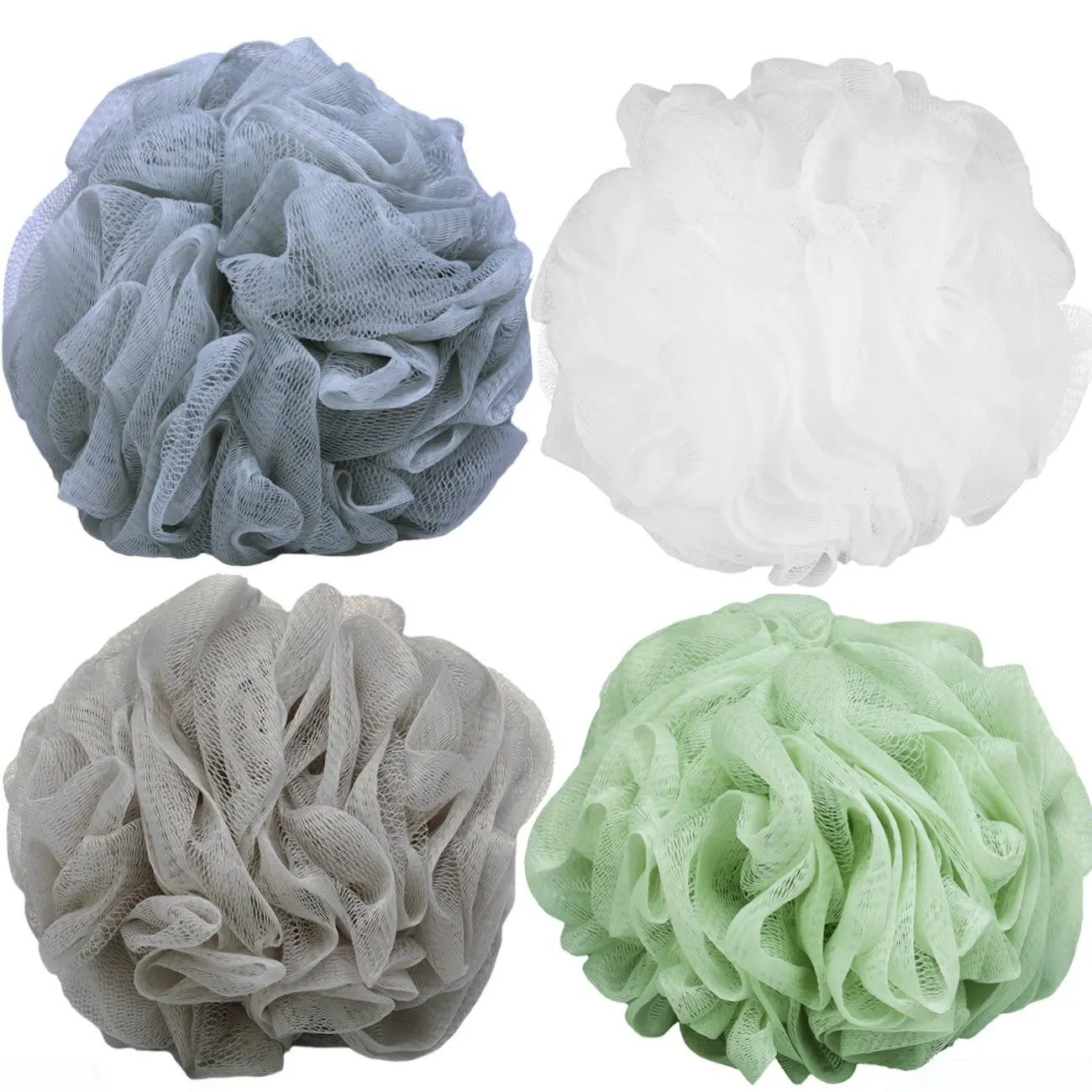 

Eco-Friendly GRS Recycled PET Organic Natural Exfoliating Mesh Brush Pouf Soothe Skin Bubble Pouf Loofah Shower Bath Sponge, Natual color