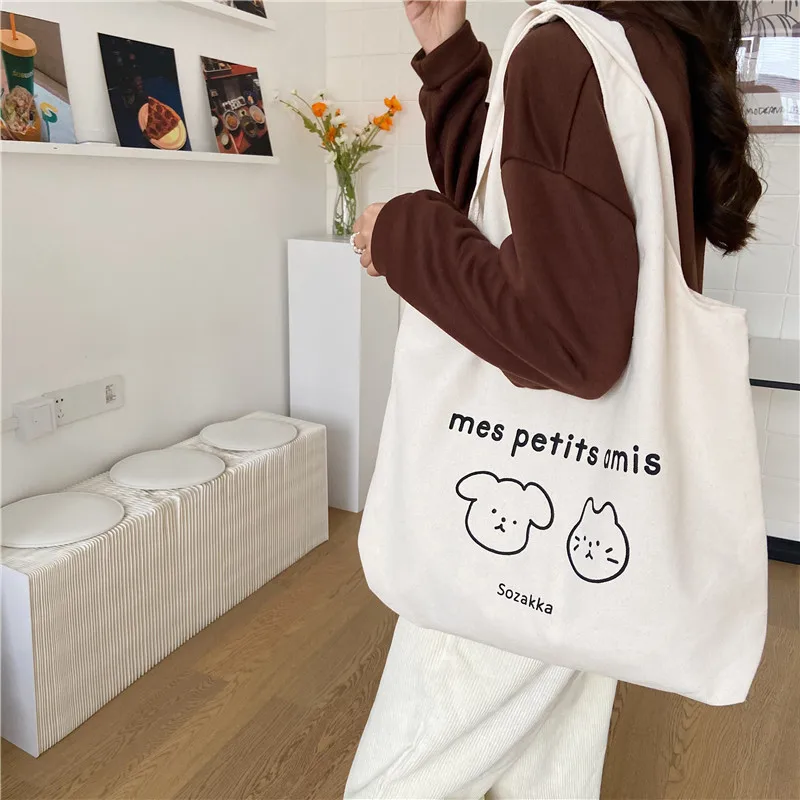 

2021latest Style Canvas Bags with Printing Custom Cotton Canvas Handled Shopping Bags