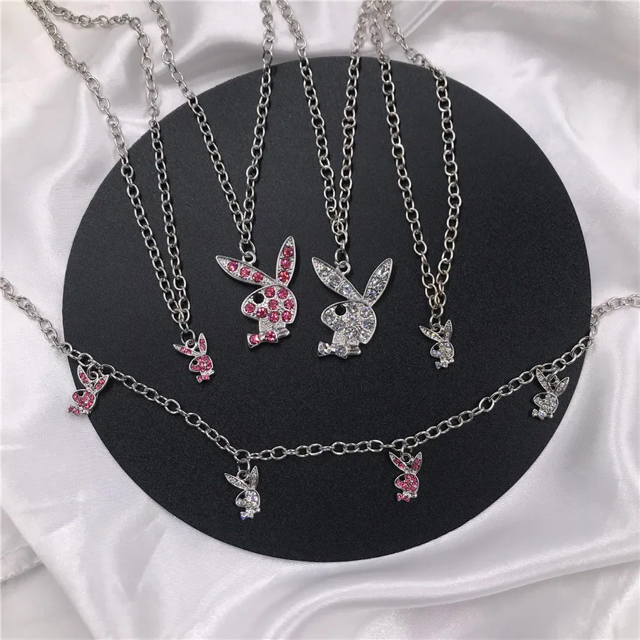

Hip Hop Necklace Jewelry Diamond rabbit bunny pendant stainless steel necklace