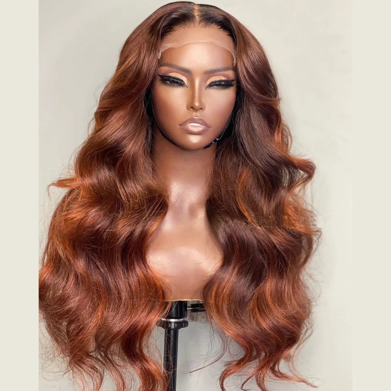 

Wholesale body wave ombre ginger orange wig color wigs human hair 13x4 highlight frontal wig for black women