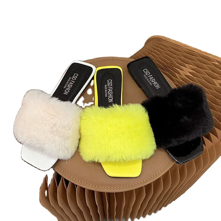 

hot-selling plush women's shoes in-line flat open toe sandals plus size ladies slippers