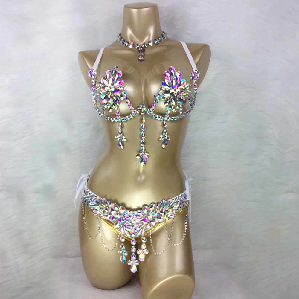 

High Quality Sexy Samba Carnival Wire Bra & Panty & belt Set Hand Made 4 Piece Belly Dancing Wire Bra