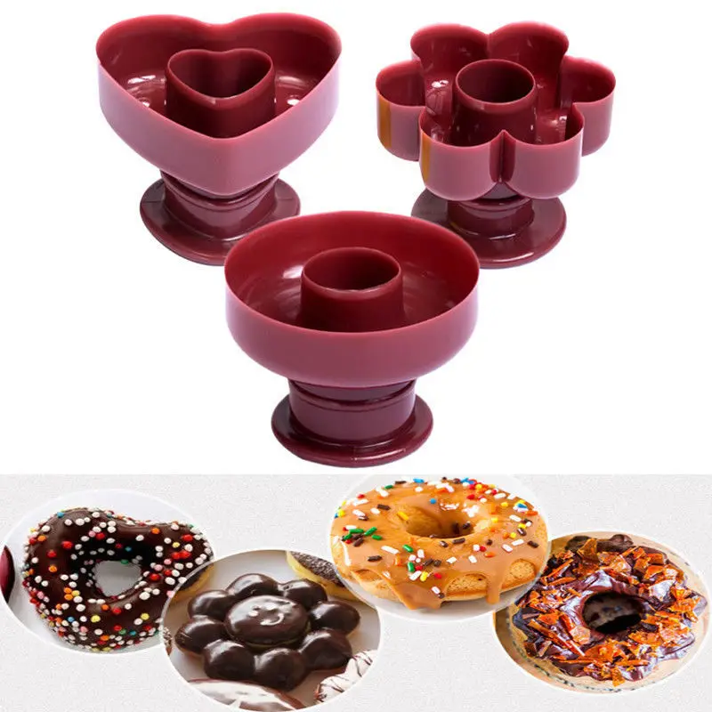 

Donut Molds Baking Cake Tools Kitchen Accessories DIY Non-stick Plastic Flowers Heart Desserts Bread Cookie Cutter Maker Mould, 4 styles
