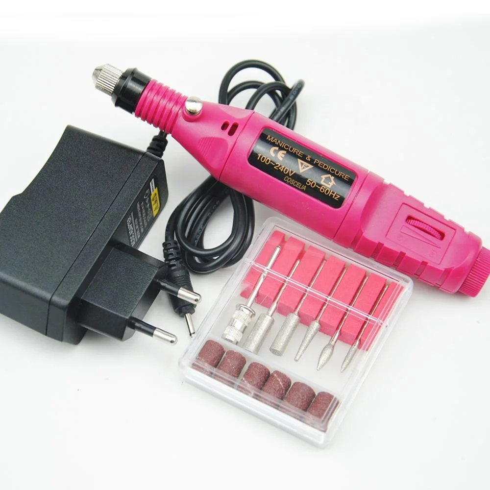 

Professional Nail Art Tools Kit 6 Bits UV Gel Remove Sanding Buffer Pedicure Electric Nail Drill Machine, Rose,black white