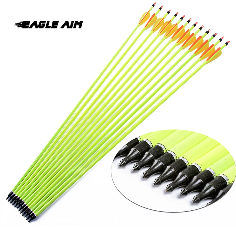 

12PCS 30Inch Carbon Arrow Yellow Replaceable Arrow For Hunting Crossbow Bolts