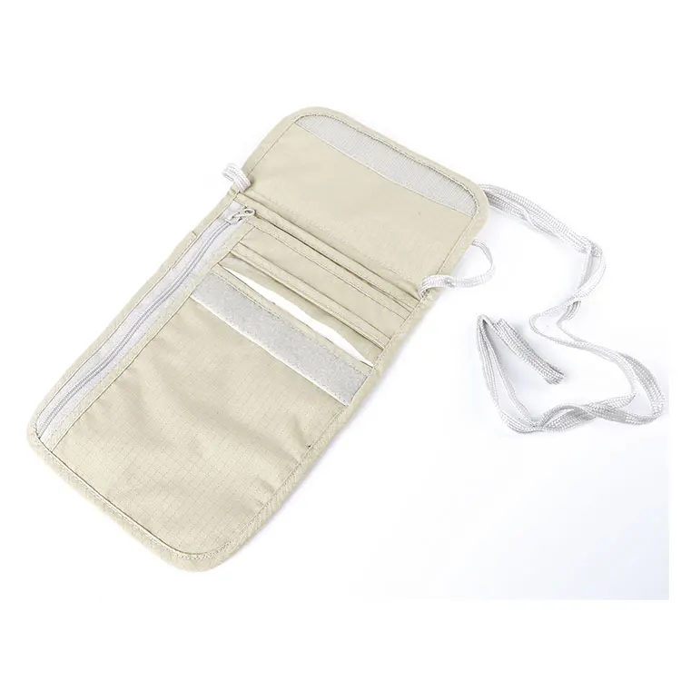 Portable Waterproof Polyester Small Passport Holder Travel Neck Wallet